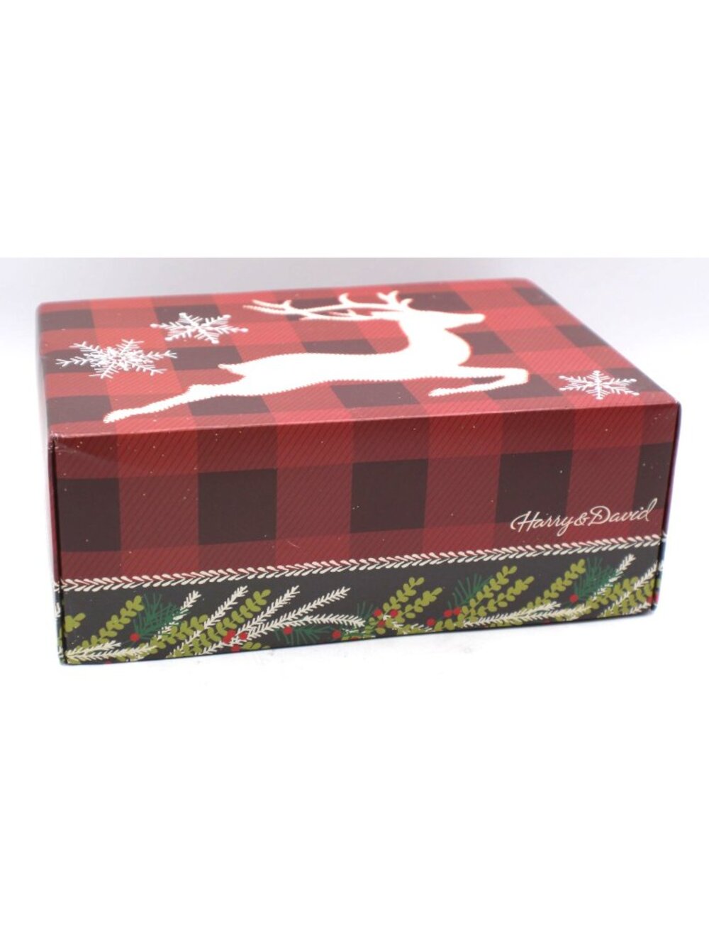Harry and David Buffalo Plaid Reindeer Gift Box Keepsakes Gifting Holiday Empty